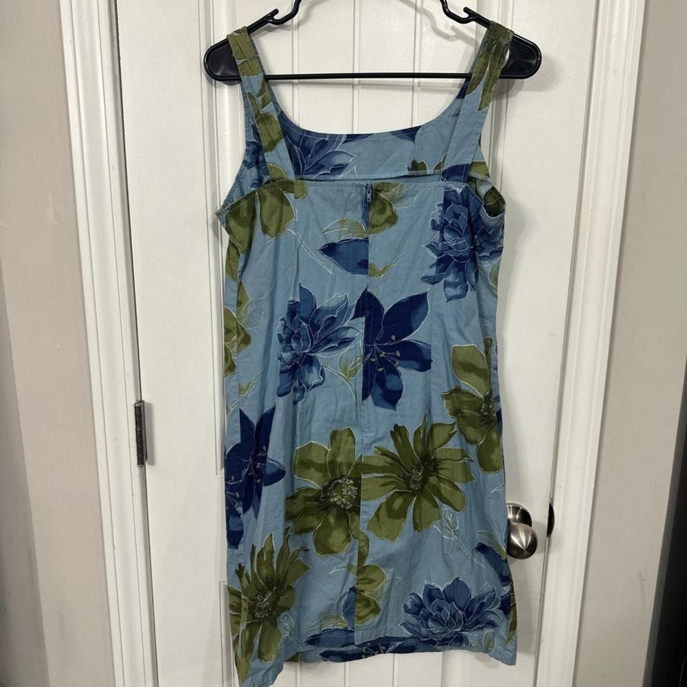 Blue tropical floral midi dress size medium. - Picture 4 of 8